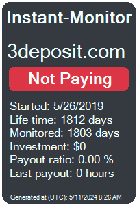 3deposit.com Monitored by Instant-Monitor.com