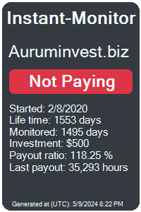 auruminvest.biz Monitored by Instant-Monitor.com