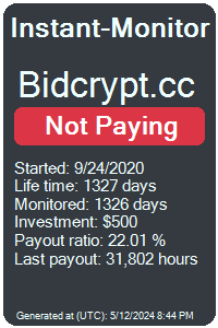 bidcrypt.cc Monitored by Instant-Monitor.com