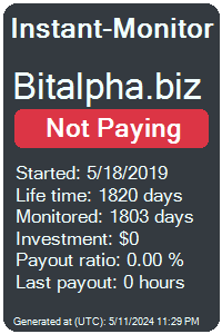 bitalpha.biz Monitored by Instant-Monitor.com