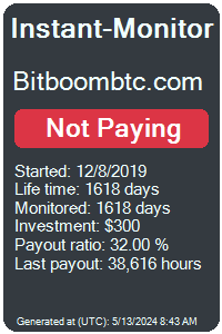 bitboombtc.com Monitored by Instant-Monitor.com
