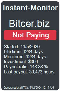 bitcer.biz Monitored by Instant-Monitor.com