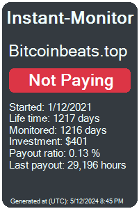 bitcoinbeats.top Monitored by Instant-Monitor.com