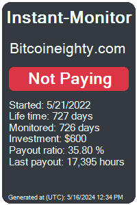 bitcoineighty.com Monitored by Instant-Monitor.com