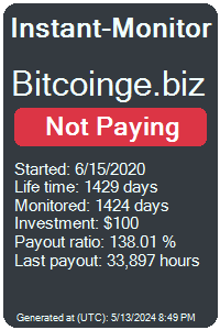 bitcoinge.biz Monitored by Instant-Monitor.com