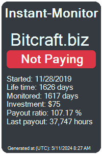 bitcraft.biz Monitored by Instant-Monitor.com
