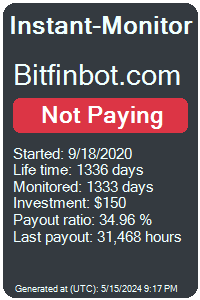 bitfinbot.com Monitored by Instant-Monitor.com