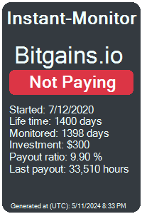 bitgains.io Monitored by Instant-Monitor.com