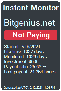bitgenius.net Monitored by Instant-Monitor.com