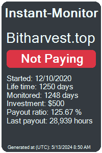 bitharvest.top Monitored by Instant-Monitor.com