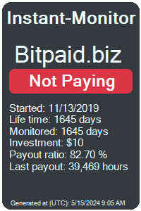 bitpaid.biz Monitored by Instant-Monitor.com