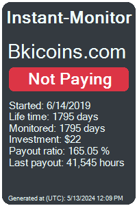 bkicoins.com Monitored by Instant-Monitor.com