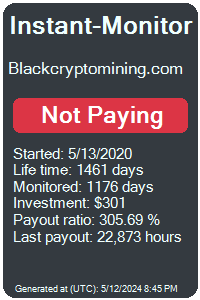 blackcryptomining.com Monitored by Instant-Monitor.com