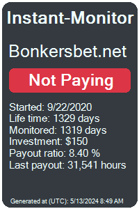 bonkersbet.net Monitored by Instant-Monitor.com