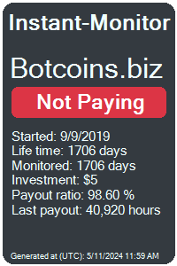botcoins.biz Monitored by Instant-Monitor.com