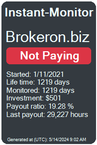 brokeron.biz Monitored by Instant-Monitor.com