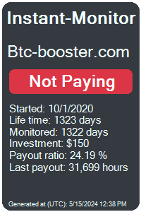btc-booster.com Monitored by Instant-Monitor.com