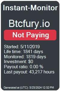 btcfury.io Monitored by Instant-Monitor.com