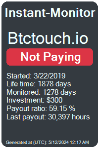 btctouch.io Monitored by Instant-Monitor.com