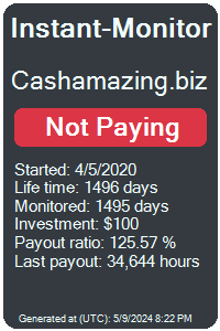 cashamazing.biz Monitored by Instant-Monitor.com