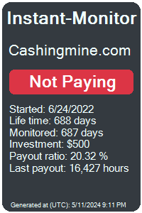 cashingmine.com Monitored by Instant-Monitor.com