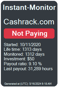 cashrack.com Monitored by Instant-Monitor.com
