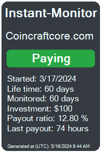 coincraftcore.com Monitored by Instant-Monitor.com