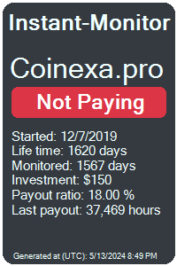 coinexa.pro Monitored by Instant-Monitor.com