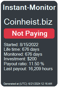 coinheist.biz Monitored by Instant-Monitor.com