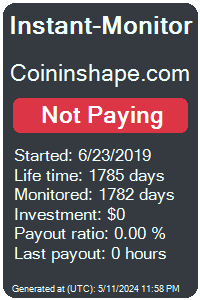 coininshape.com Monitored by Instant-Monitor.com
