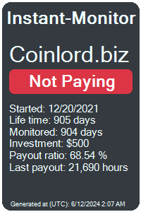coinlord.biz Monitored by Instant-Monitor.com