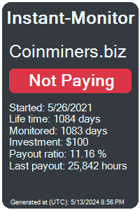 coinminers.biz Monitored by Instant-Monitor.com