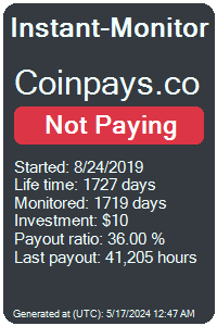 coinpays.co Monitored by Instant-Monitor.com