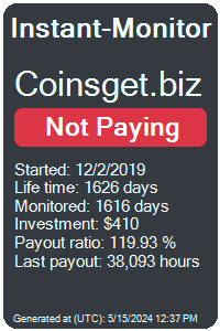 coinsget.biz Monitored by Instant-Monitor.com