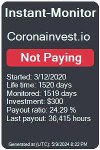 coronainvest.io Monitored by Instant-Monitor.com