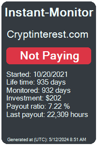 cryptinterest.com Monitored by Instant-Monitor.com