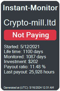 crypto-mill.ltd Monitored by Instant-Monitor.com