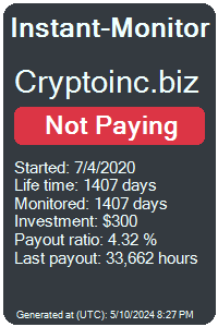 cryptoinc.biz Monitored by Instant-Monitor.com