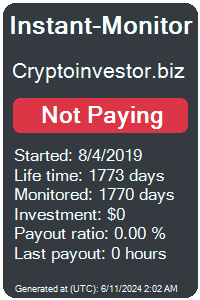 cryptoinvestor.biz Monitored by Instant-Monitor.com