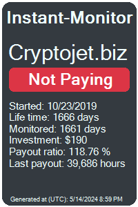 cryptojet.biz Monitored by Instant-Monitor.com
