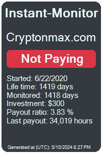 cryptonmax.com Monitored by Instant-Monitor.com
