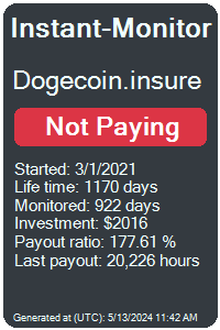 dogecoin.insure Monitored by Instant-Monitor.com
