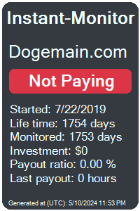 dogemain.com Monitored by Instant-Monitor.com