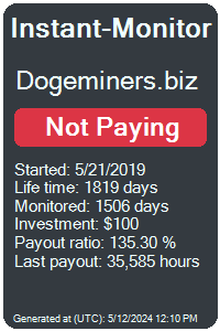 dogeminers.biz Monitored by Instant-Monitor.com