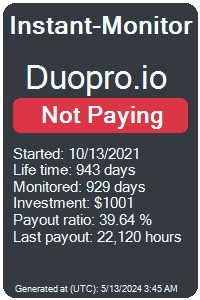 duopro.io Monitored by Instant-Monitor.com