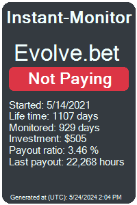 evolve.bet Monitored by Instant-Monitor.com