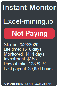excel-mining.io Monitored by Instant-Monitor.com