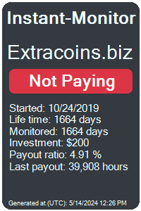 extracoins.biz Monitored by Instant-Monitor.com