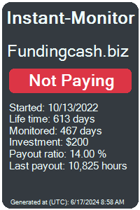 fundingcash.biz Monitored by Instant-Monitor.com