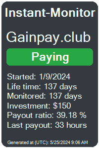 gainpay.club Monitored by Instant-Monitor.com